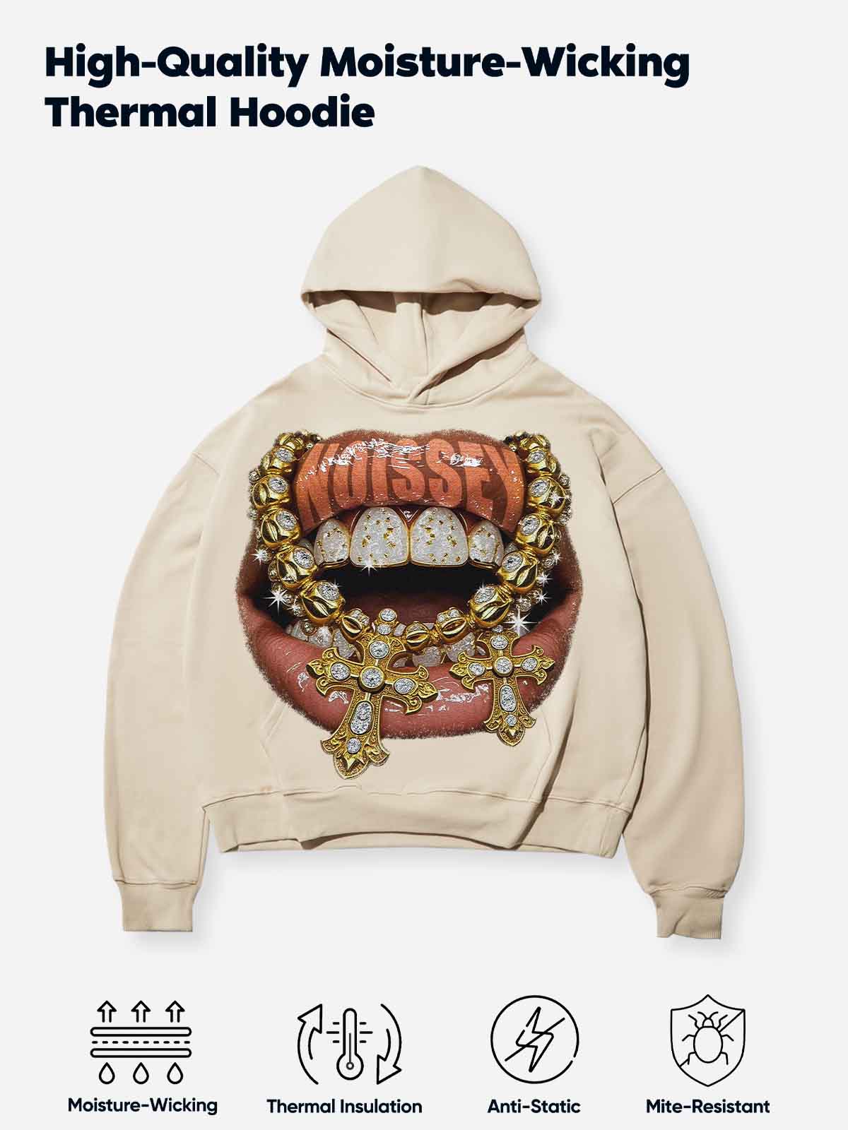 Golden Diamond Jewelry Grills Print Sweat-Wicking Tech Fabric Hoodie