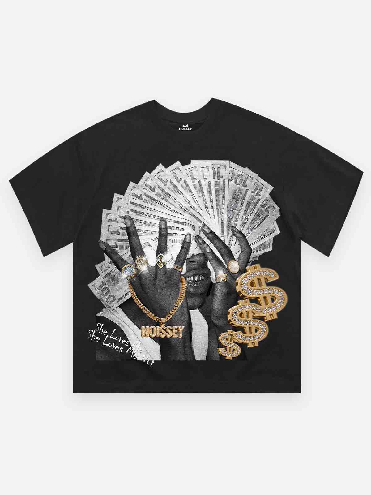 High quality "She loves me/ she loves me not" Print 350g T-shirt