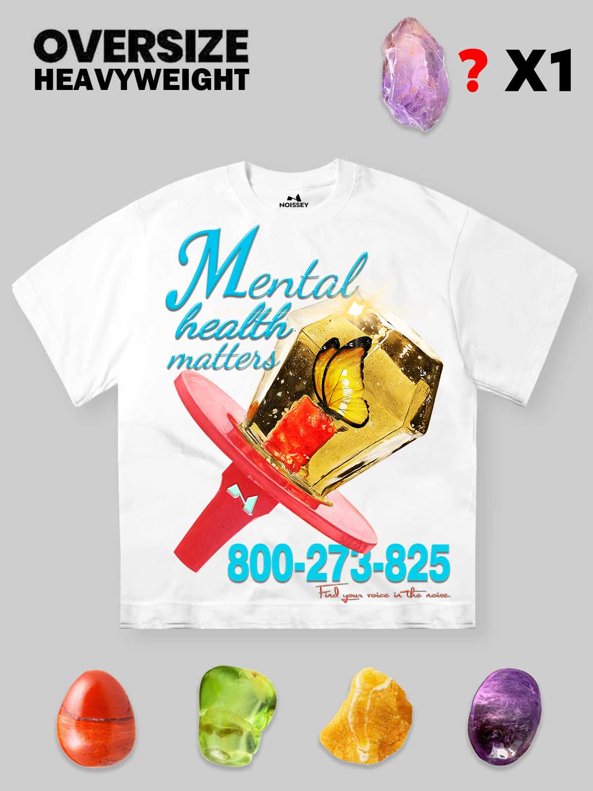 Amber Butterfly Diamond Lollipop Print T-shirt