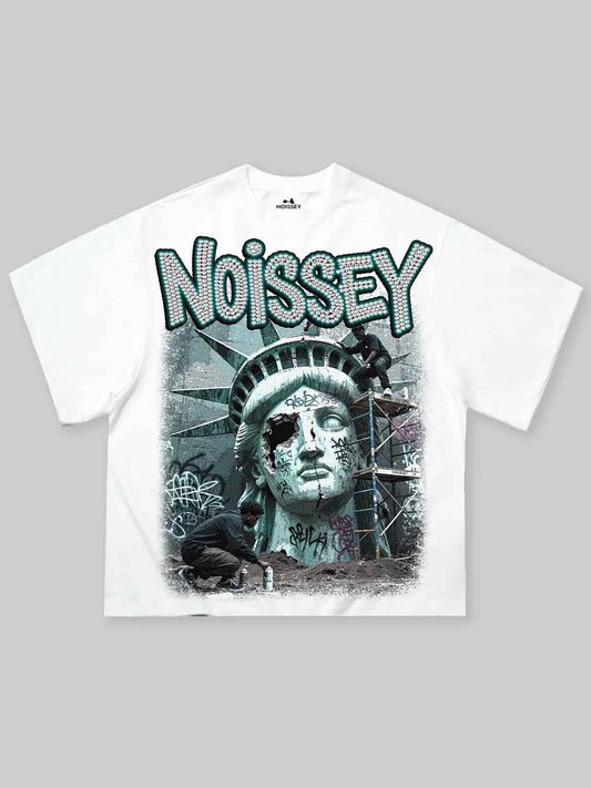 Boxy Oversized T-shirt with Graffiti Art Print