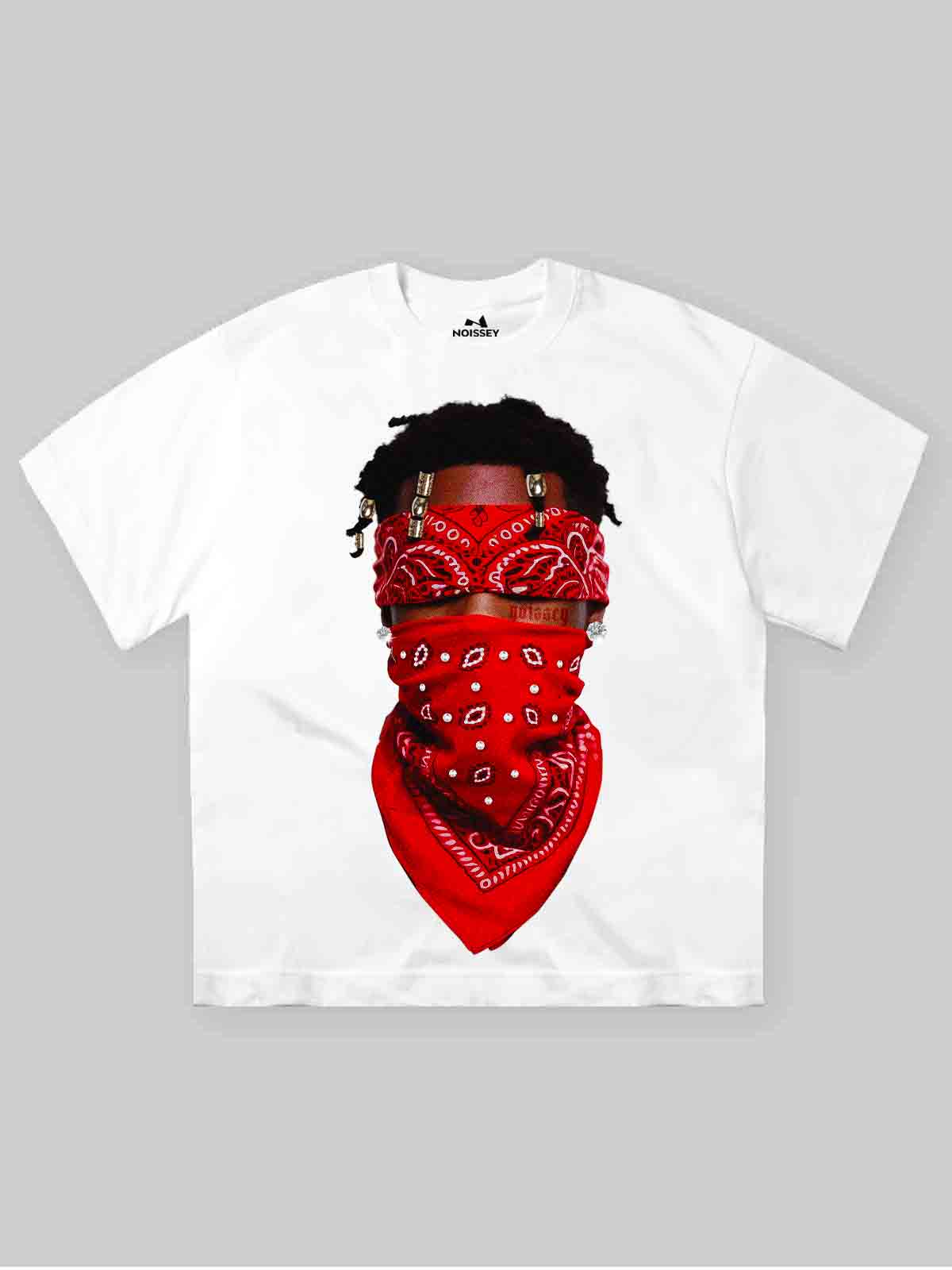 High Quality Red Paisley Bandana Face Mask Print 350g T-shirt