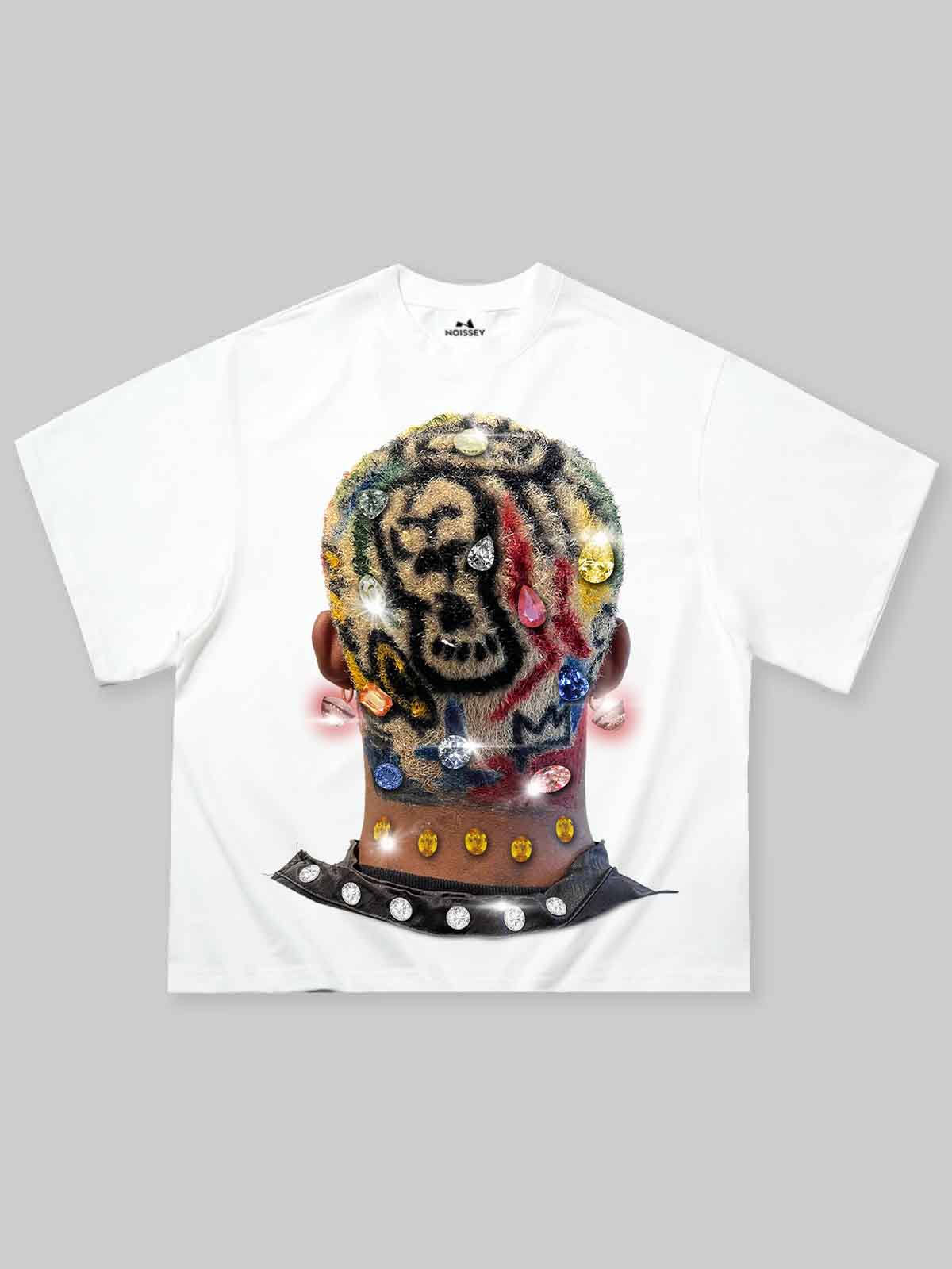 Boxy oversized T-shirt Colored Hair Diamond Print T-shirt