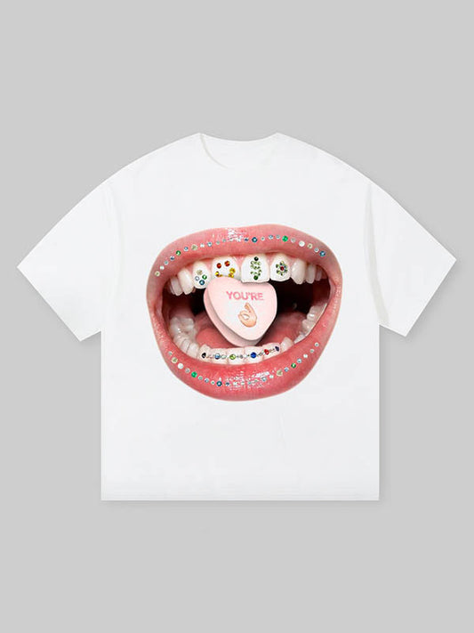 BOUNCE BACK© Diamond Grills Pills Print Tee
