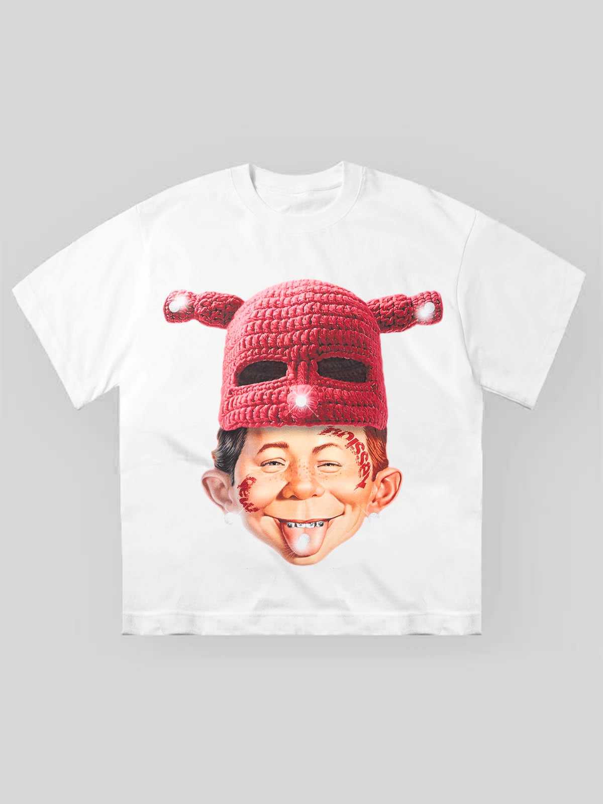 Alfred E. bad boy Knit Hat Graphic print T-shirt