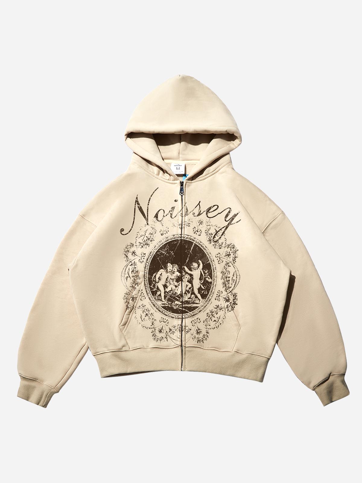 Round Mirror with Little Angel Religious Shell Print Boxy Hoodie