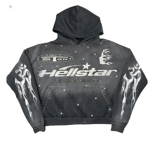 Hellstar ZipUp Hooddie Black Flammes