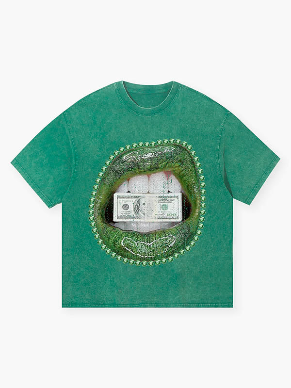 BOUNCE BACK© Bite down hard on money-printed T-shirt