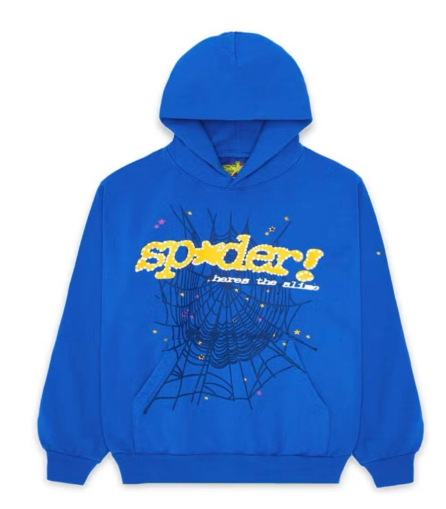 Sp5der Hoodie  Royal Blue Yellow Logo