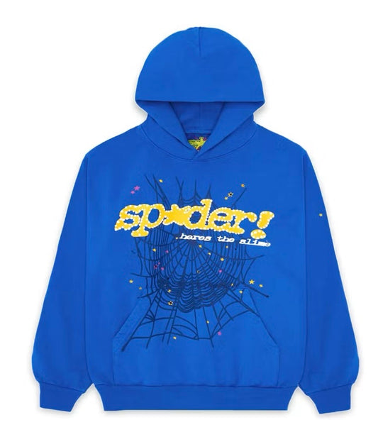 Sp5der Hoodie  Royal Blue Yellow Logo