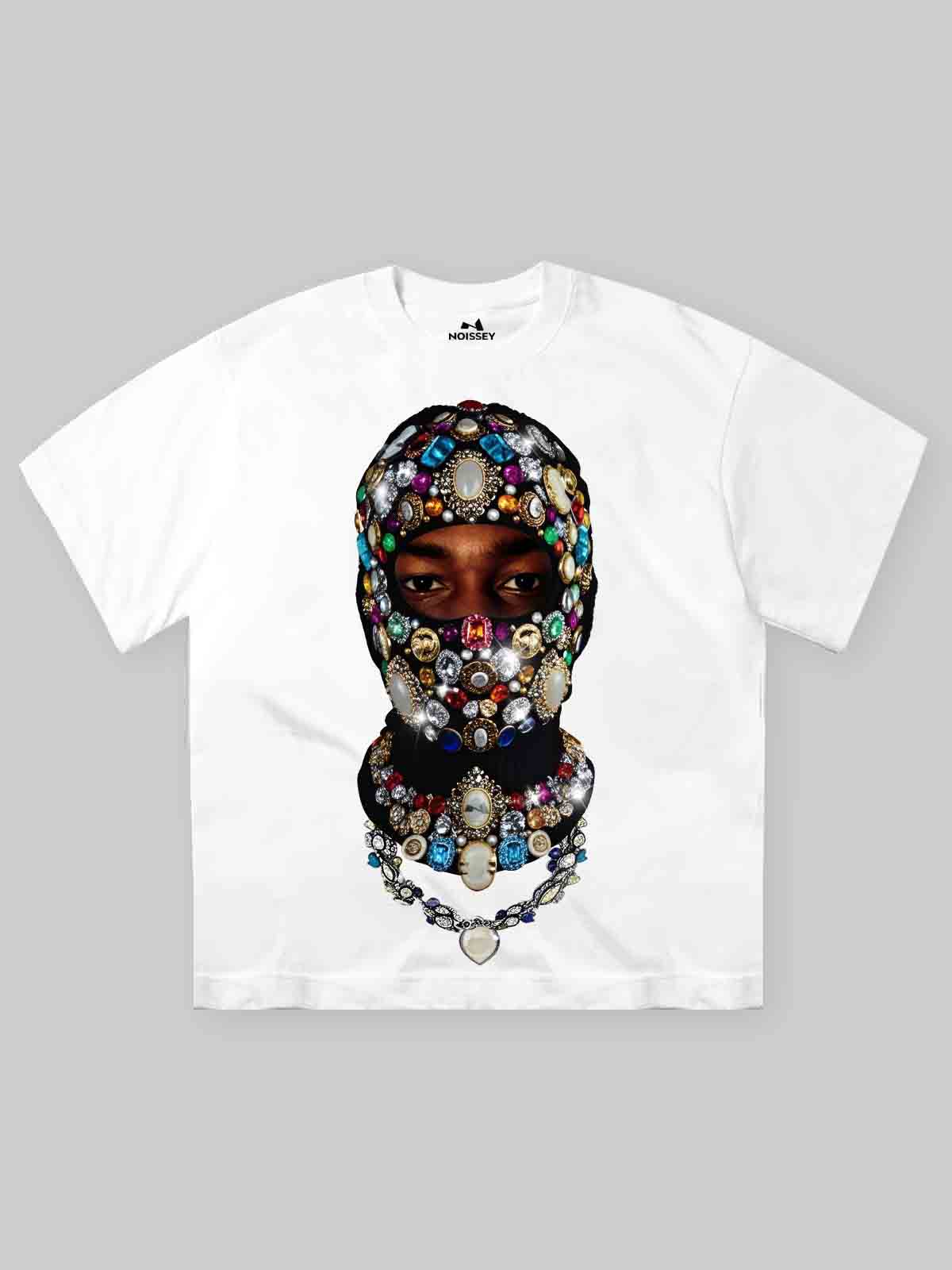 Luxurious Colorful Diamond Balaclava Print 310g T-shirt