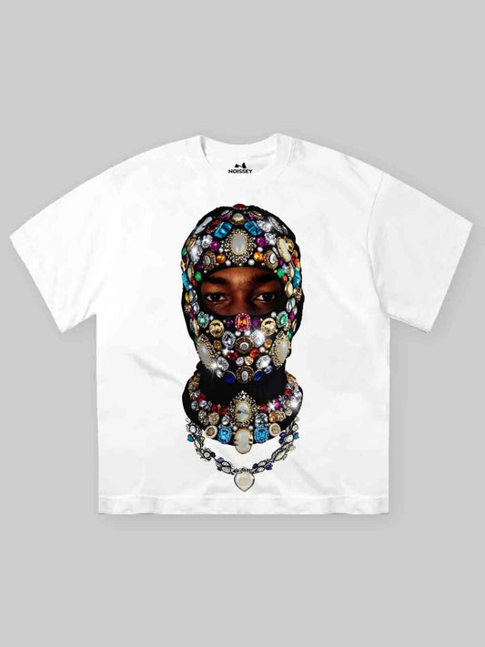 Luxurious Colorful Diamond Balaclava Print 310g T-shirt