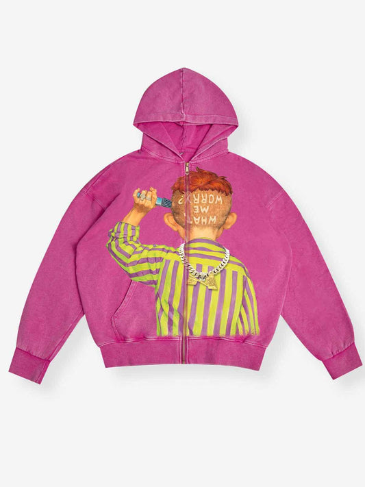 "What? me worry" Bad Boy Back Figure Print Hoodie