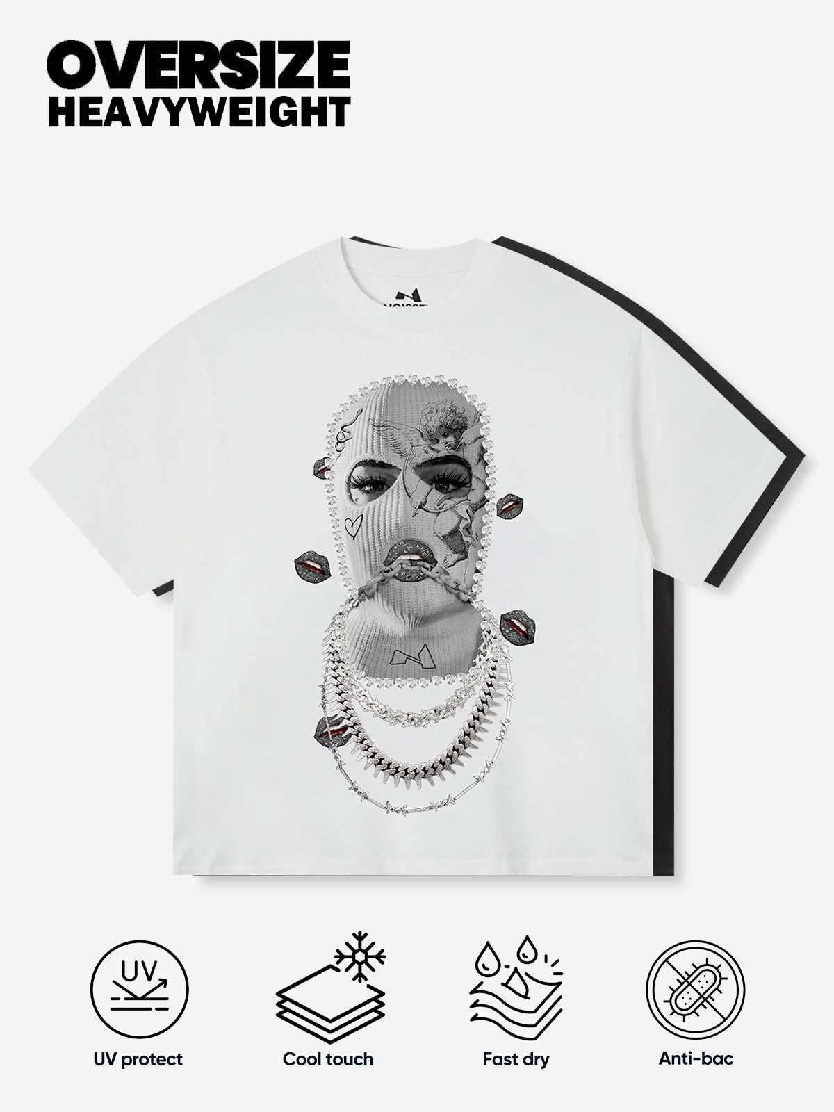 BOUNCE BACK© Mask necklace print T-shirt