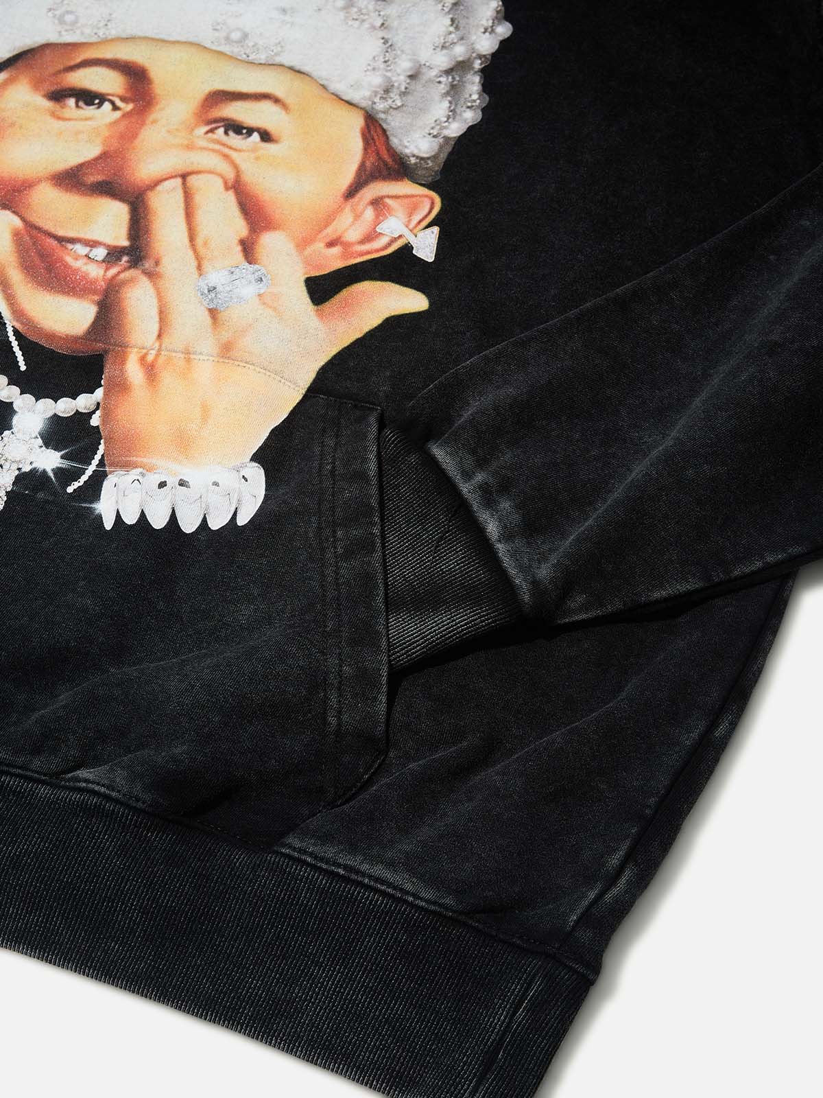 High-Quality Bad Boy Printed 425g Hoodie with Headband Pearl Hat Design