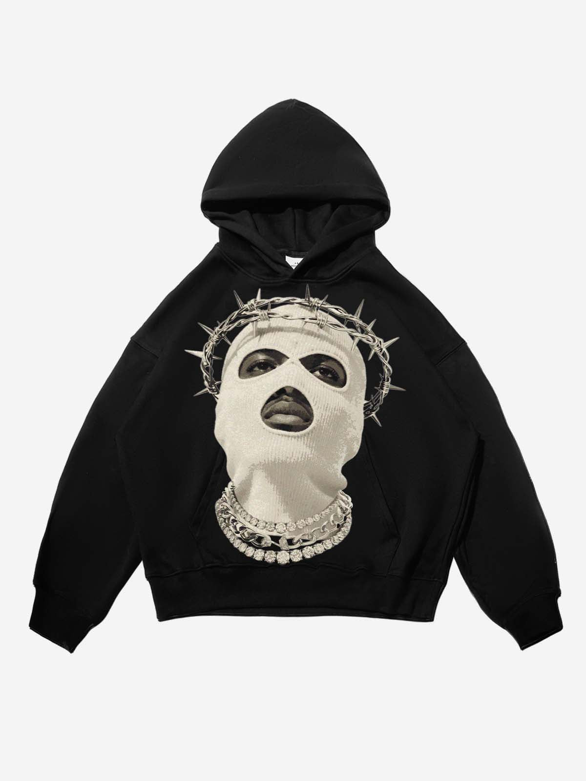 Thorn and Balaclava Diamond Necklace Tech Fabric Hoodie
