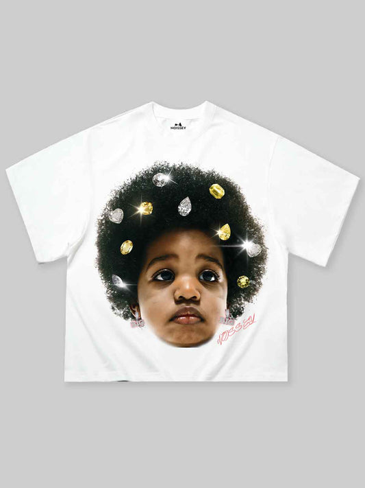 Boxy Oversized T-shirt with Innocent Childhood Biggie