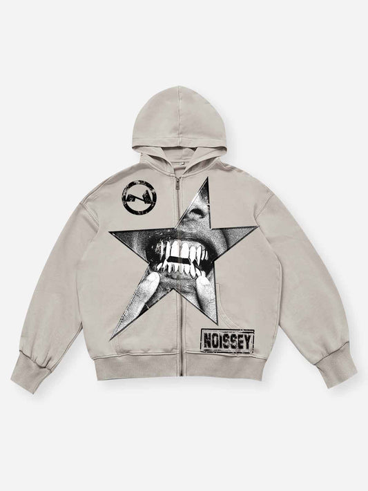 Star Grills Shell-colored Print Hoodie