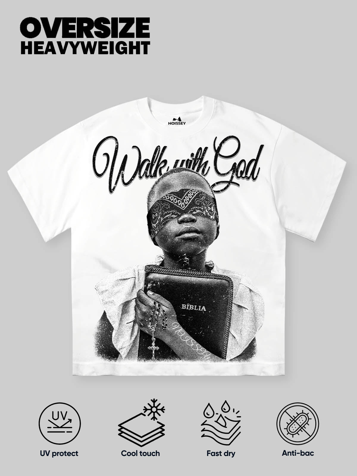 "Walk with God" Character Print T-Shirt