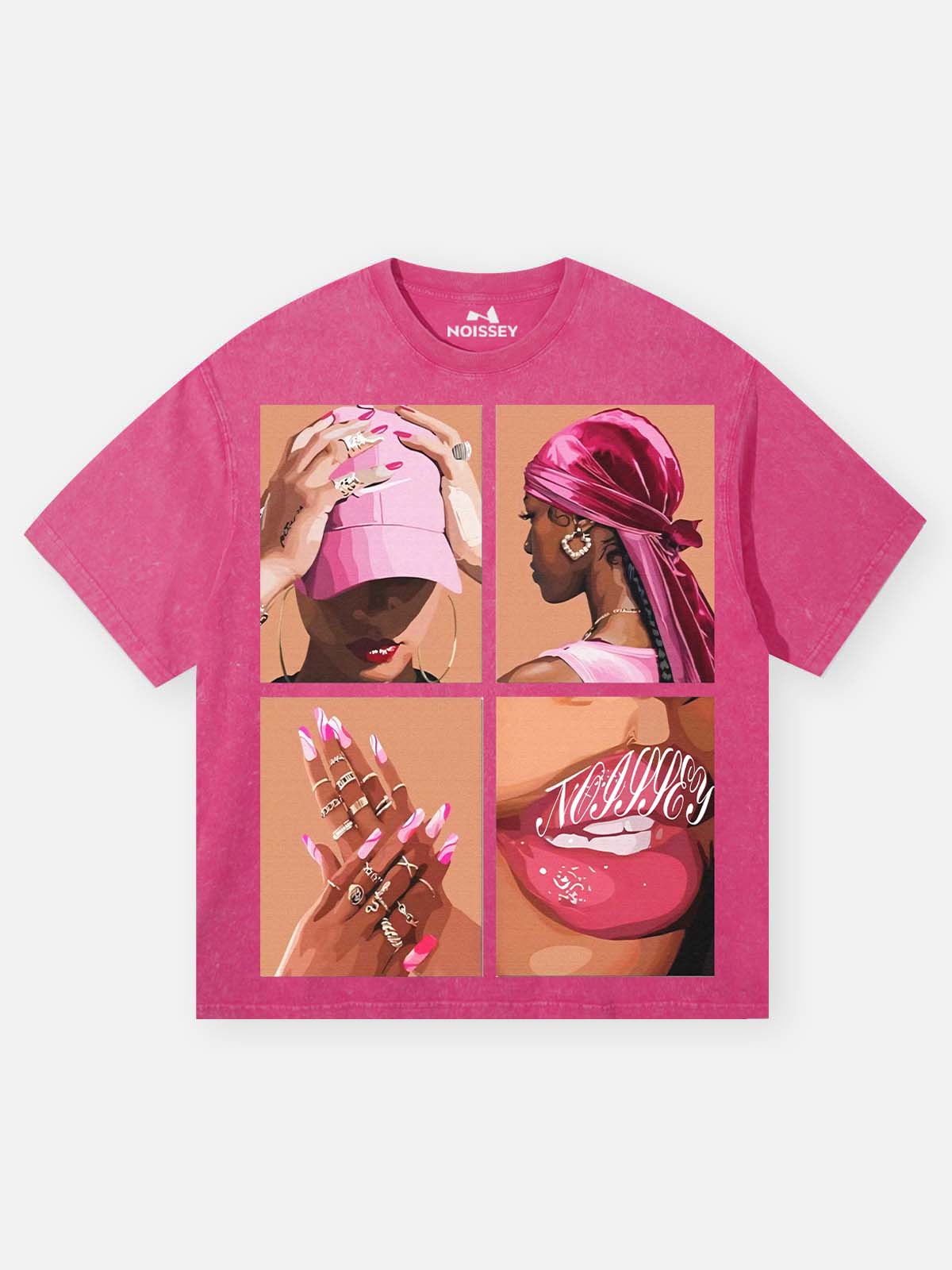 Art Collage Pink Washed Print T-shirt