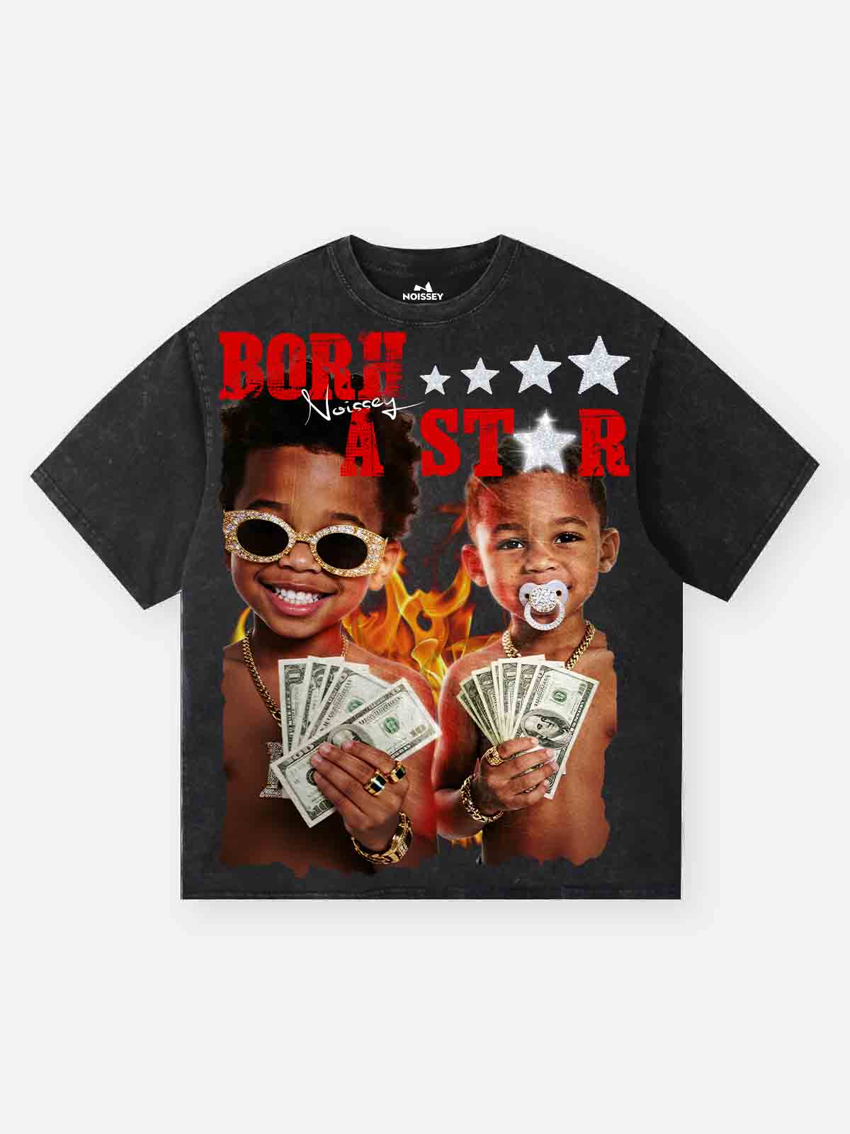 "Born a star" Washed Print T-shirt