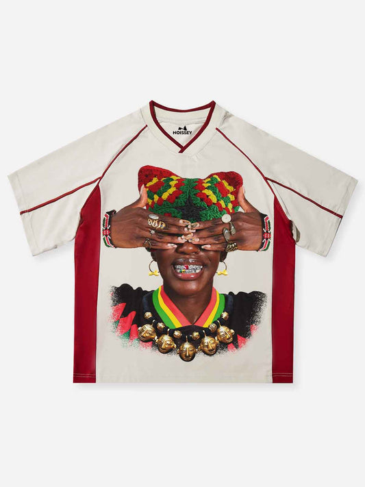 Traditional Art Retro Woven Cat Girl College-Style Print preppy T-Shirt