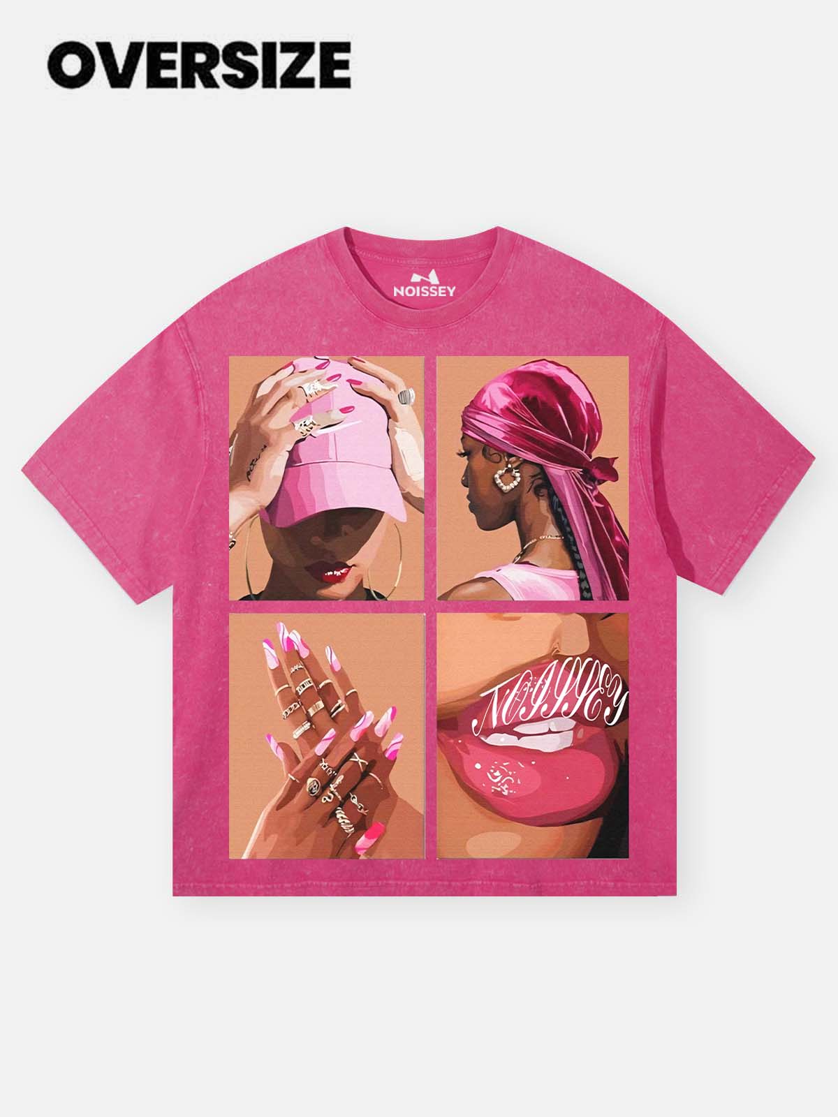 Art Collage Pink Washed Print T-shirt