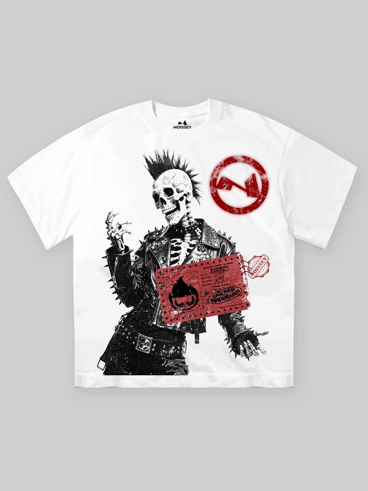 Punk Skull Teen ID Card Print T-shirt