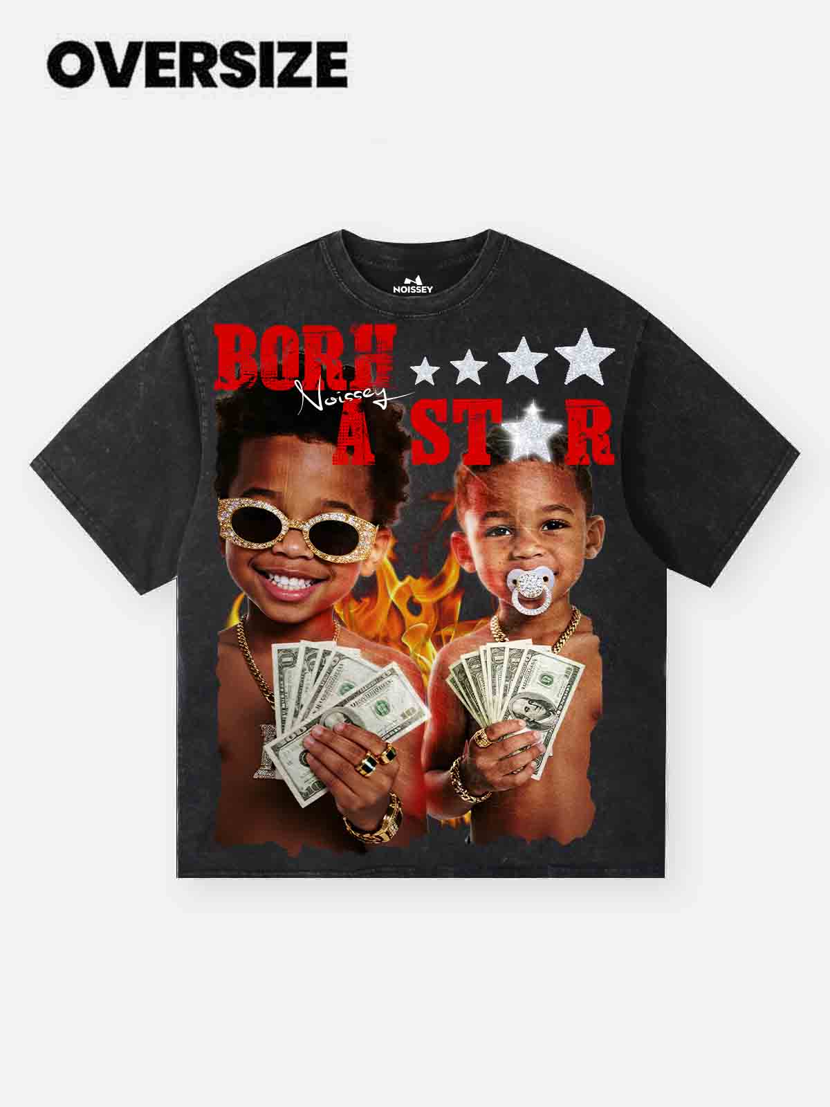 "Born a star" Washed Print T-shirt