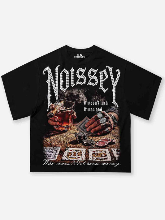 Boxy Oversized T-Shirt "WHO CARES? GET SOME MONEY"