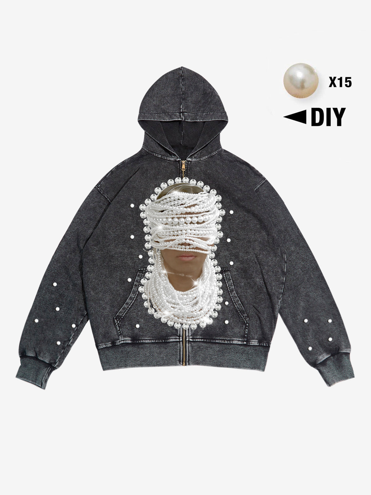 DIY Pearl Hood Print Hoodie
