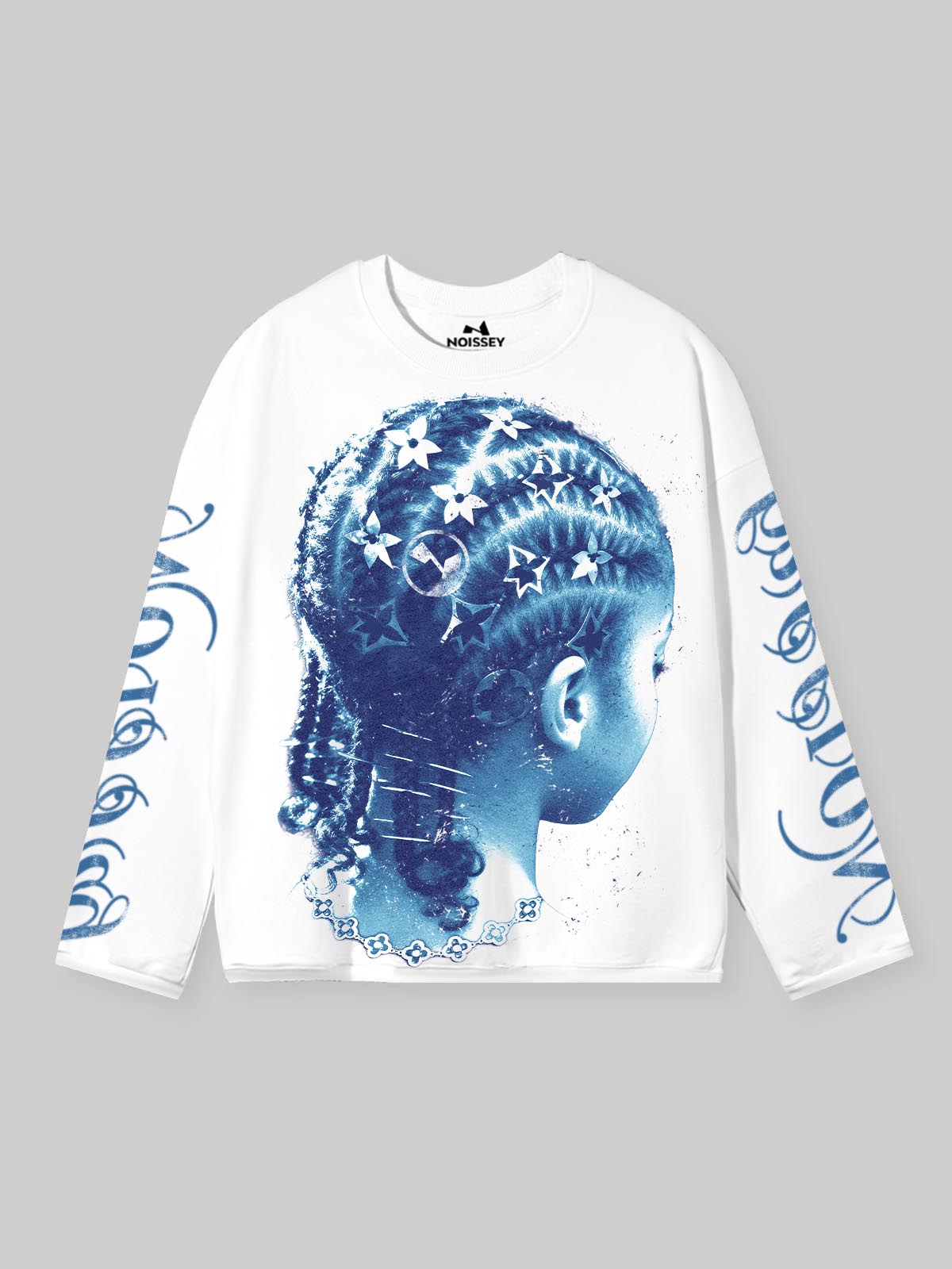 NOISSEY Deep Blue Braids - Luxe Tattoo Pattern Art Long Sleeve Tee