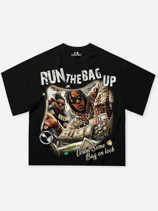 NOISSEY "RUN THE BAG UP" MONEY STACK ART PRINT OVERSIZED Boxy T-SHIRT
