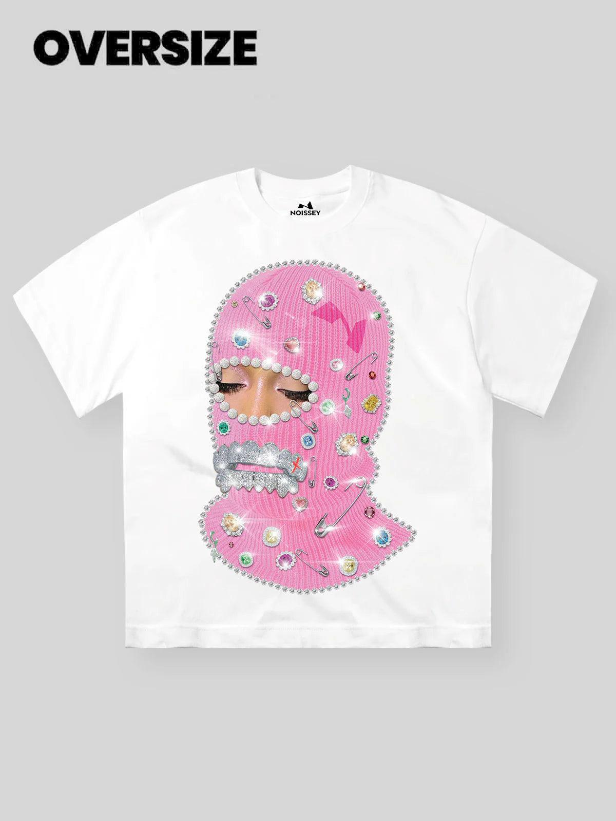Noissey Pink Diamond Knitted Cap Printed T-shirt