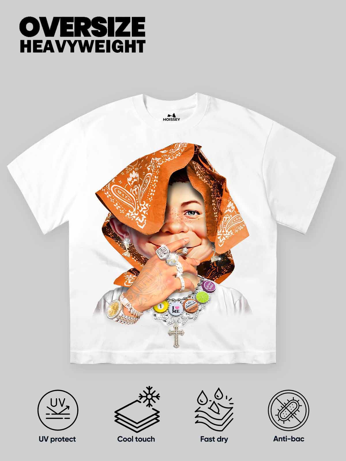Bad Boy with Headscarf Covered Print T-shirt