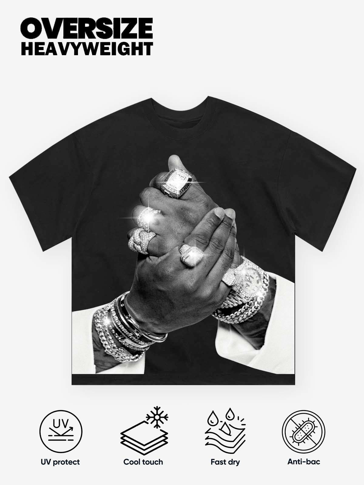 Wealthy Hand Black Print T-shirt