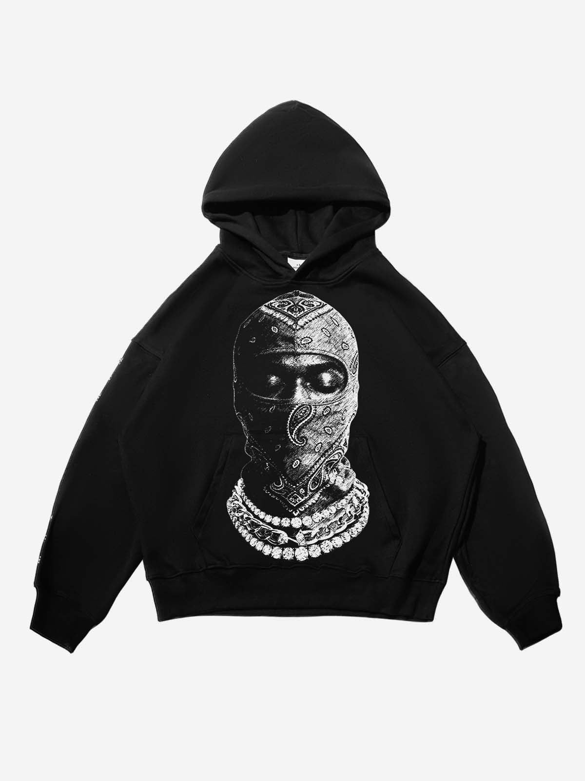 Paisley Balaclava Diamond Necklace Tech Fabric Hoodie