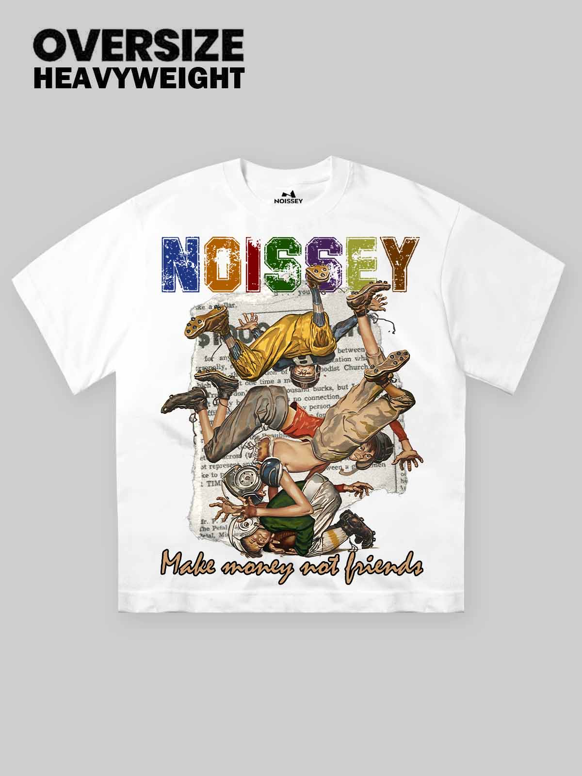 “Make Money Not Friends” Vintage Illustration Print T-shirt
