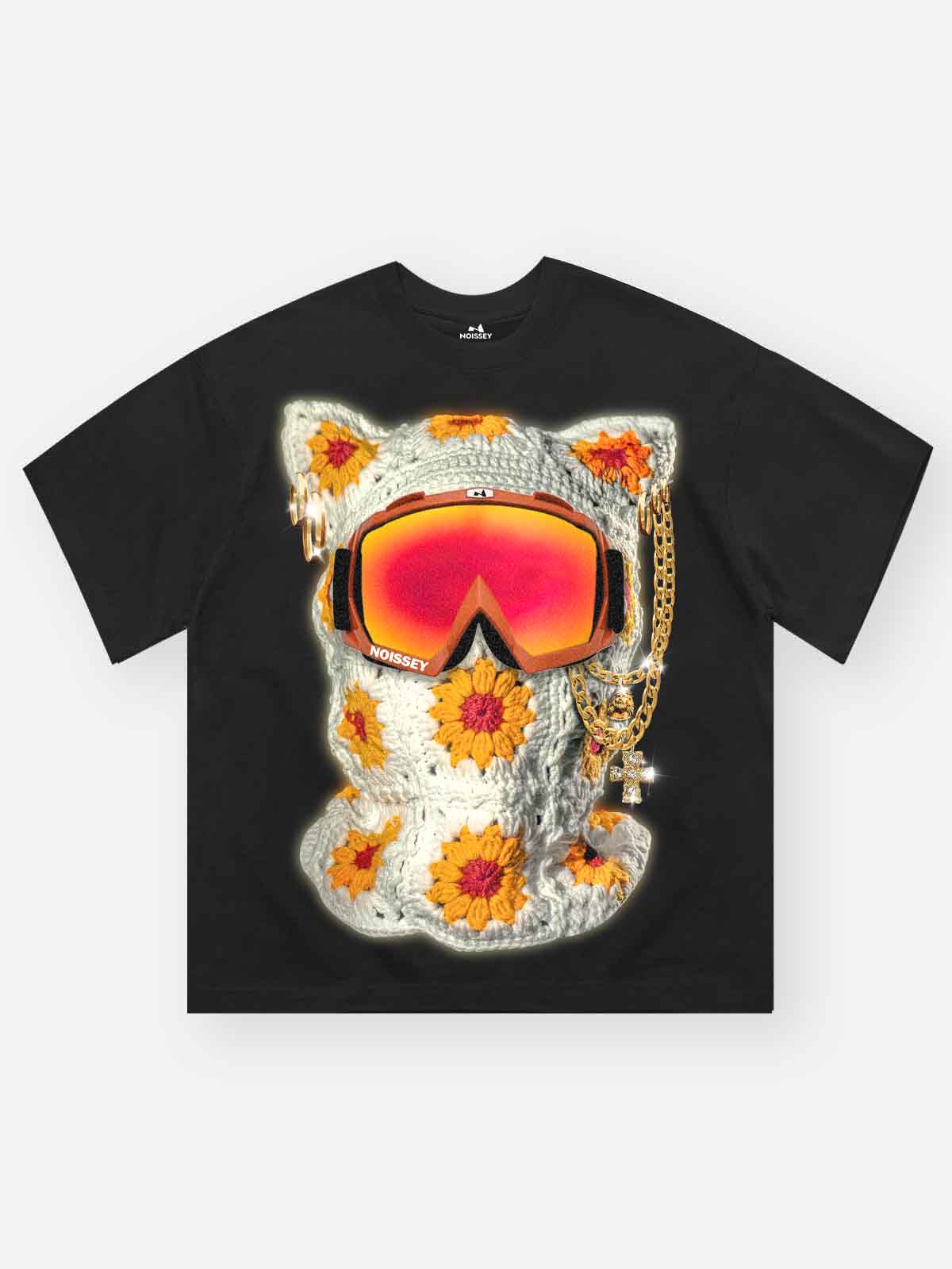 High quality "Functional Cat-ear Cap Black Print" 350g T-shirt