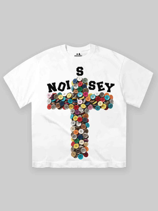 Button Cross Print T-shirt
