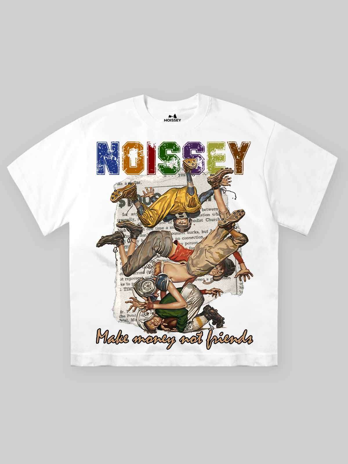 “Make Money Not Friends” Vintage Illustration Print T-shirt