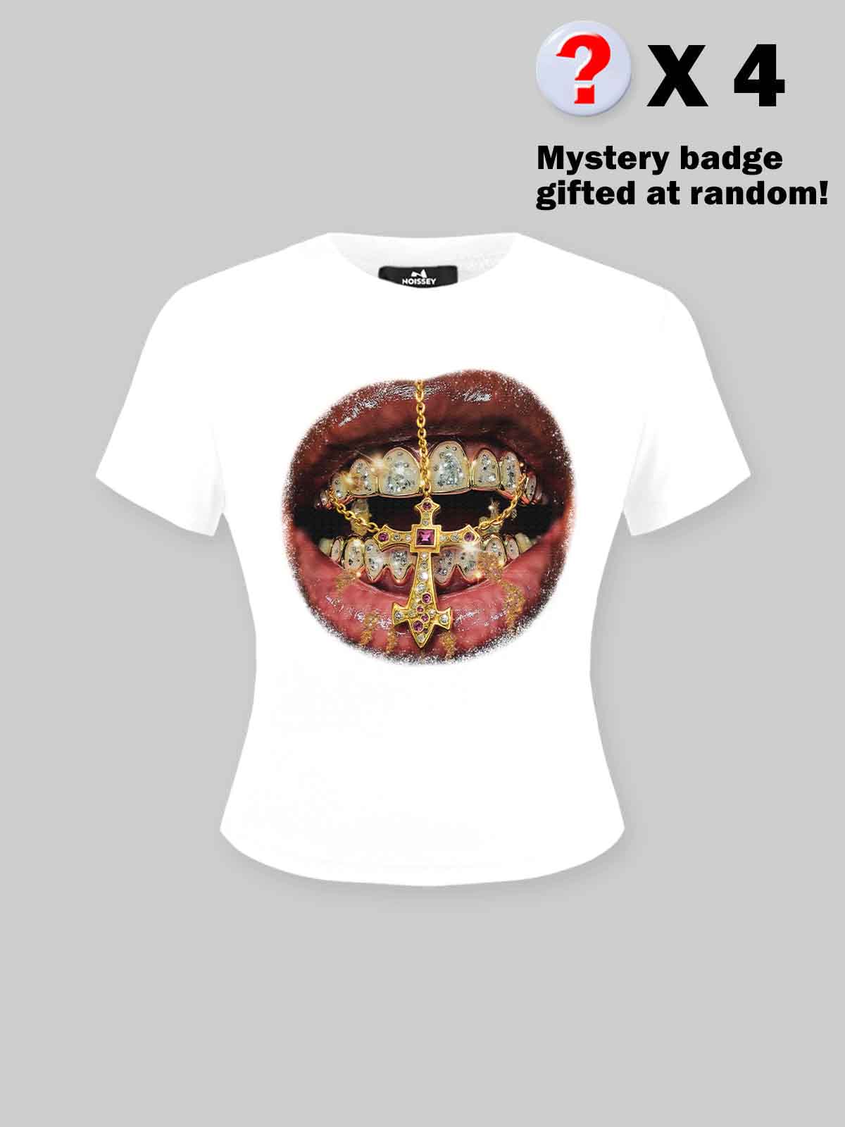 Baby Tee - Golden Cross Diamond Patch Grills Print T-shirt