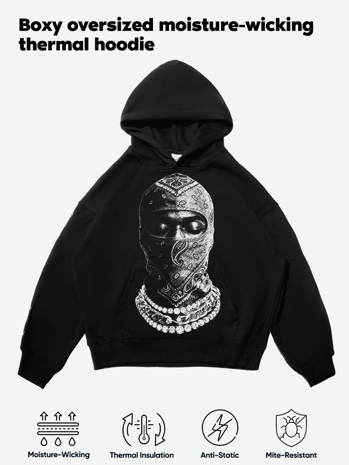 Paisley Balaclava Diamond Necklace Tech Fabric Hoodie