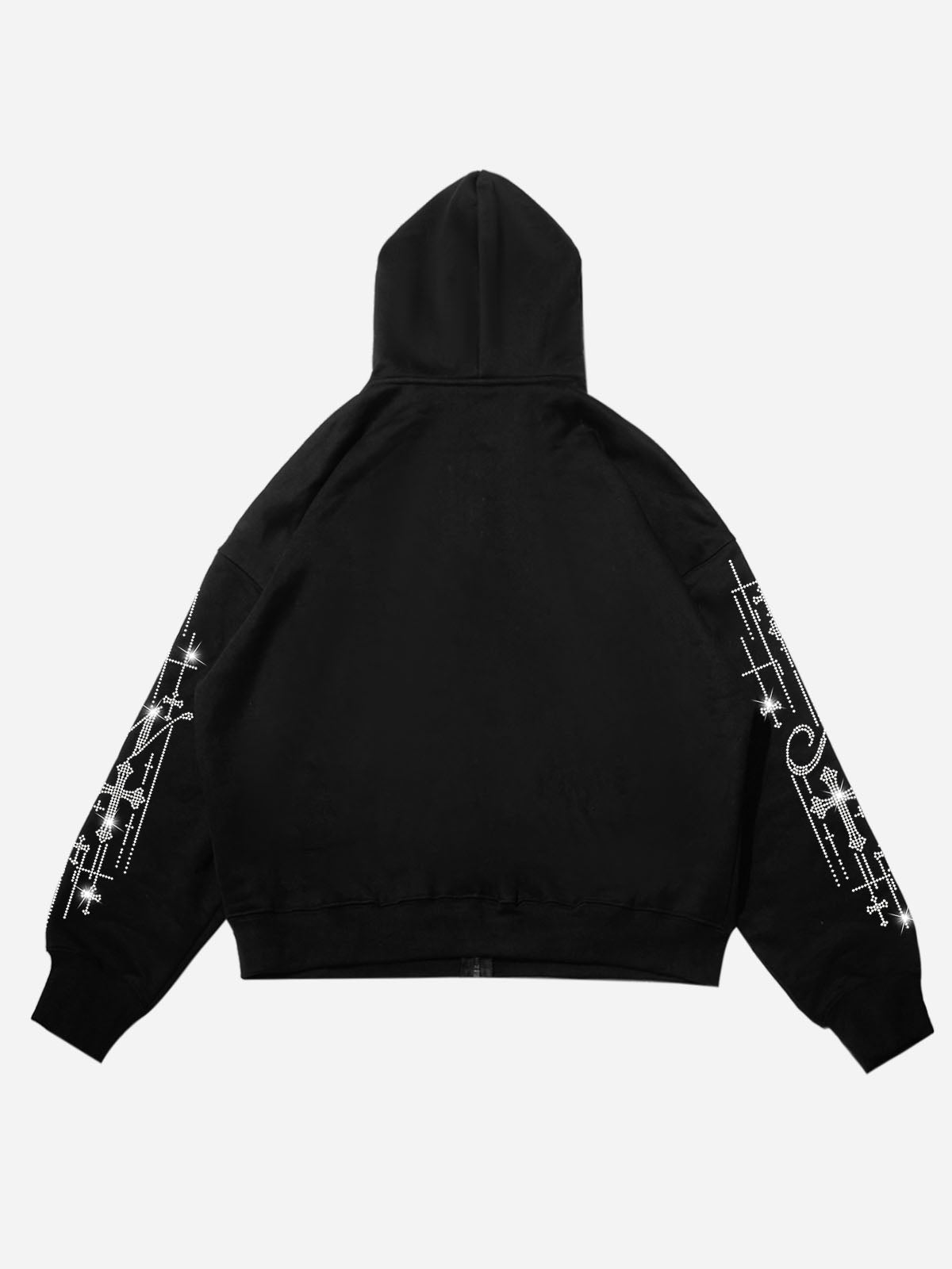 Silver Metal Diamond Cross Tech Fabric Hoodie