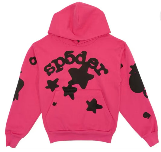 Sp5der Hoodie Pink Black Star