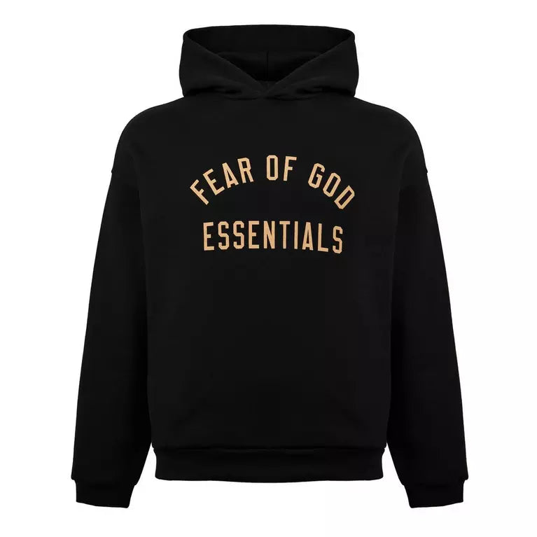 Fear of God Essentials SS24 Fleece Hoodie Black (Gold Arch)