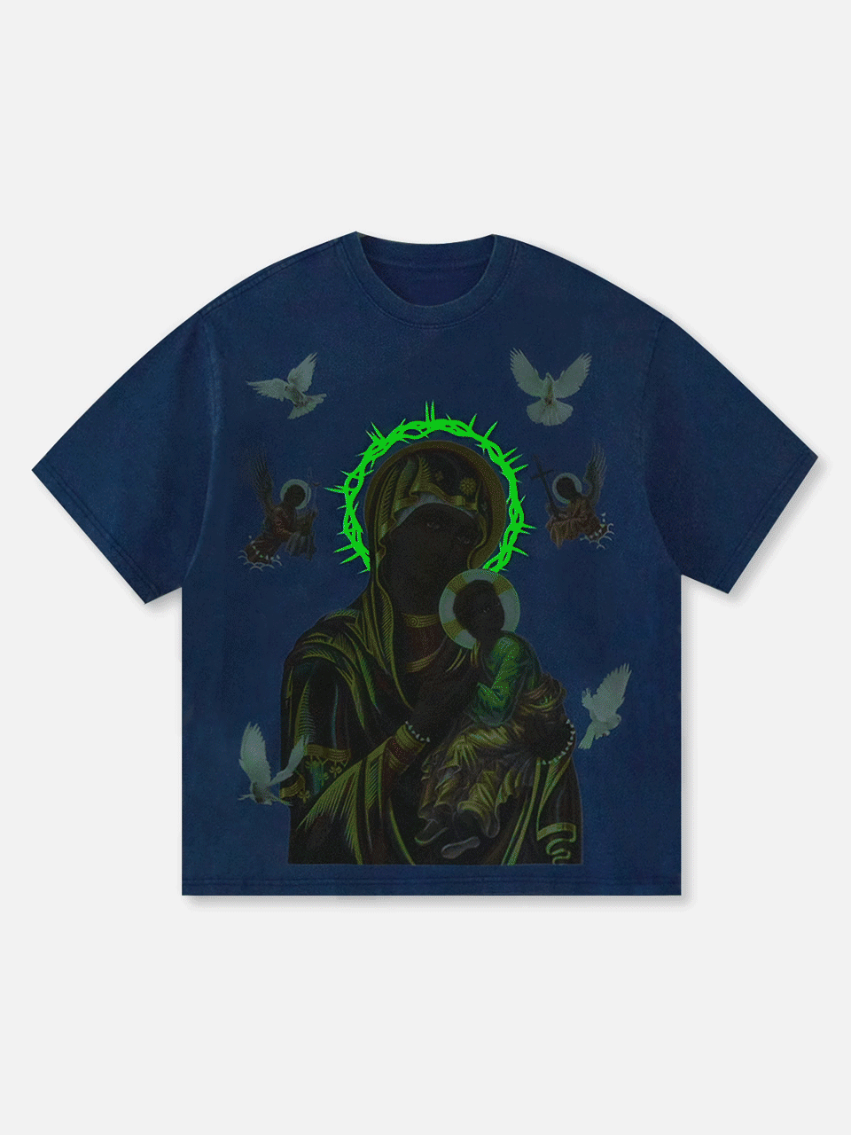 OBSTACLES & DANGERS© Glow in the dark Black Madonna and Child T-shirt