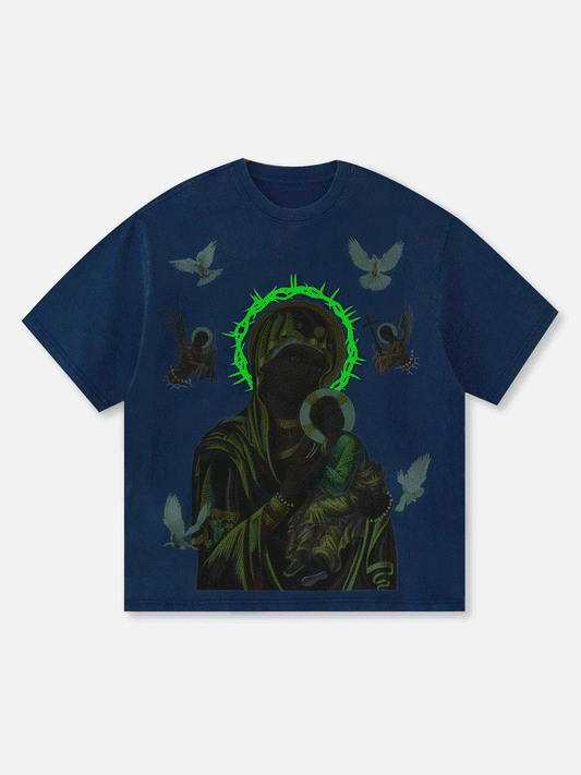 OBSTACLES & DANGERS© Glow in the dark Black Madonna and Child T-shirt