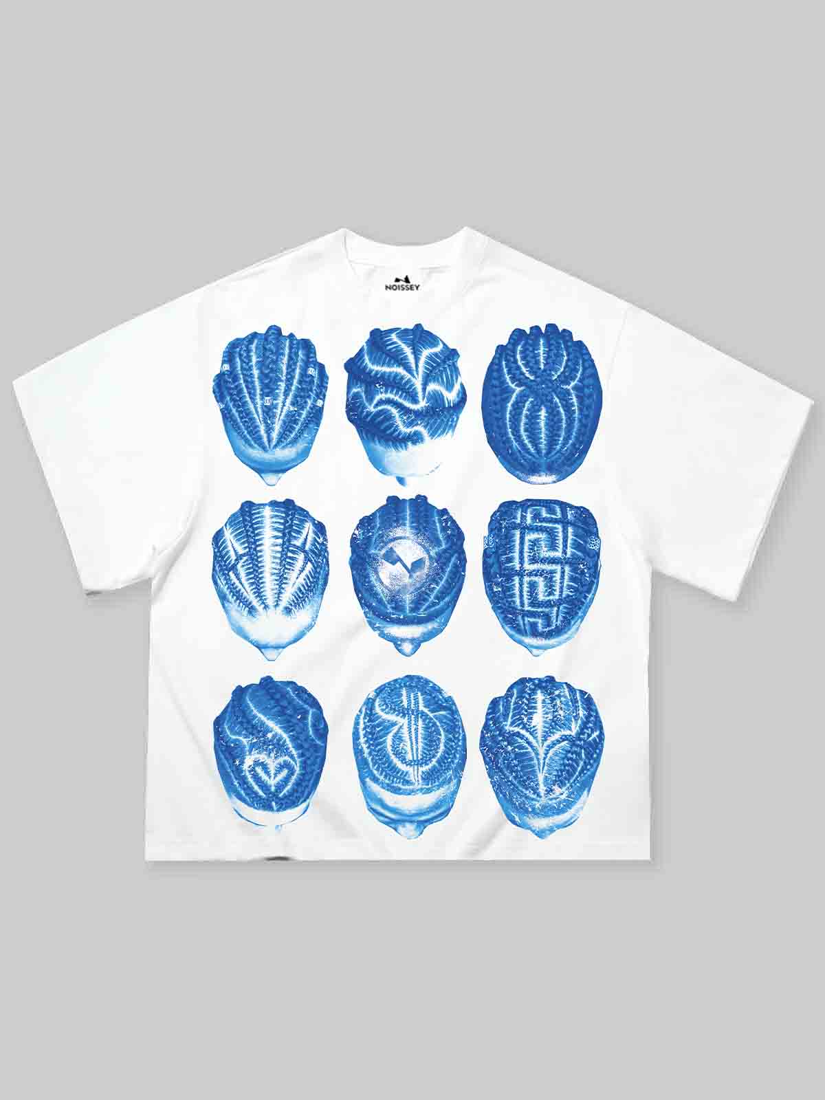 Men's Braided Art Cyanotype Style Boxy Oversized T-shirt