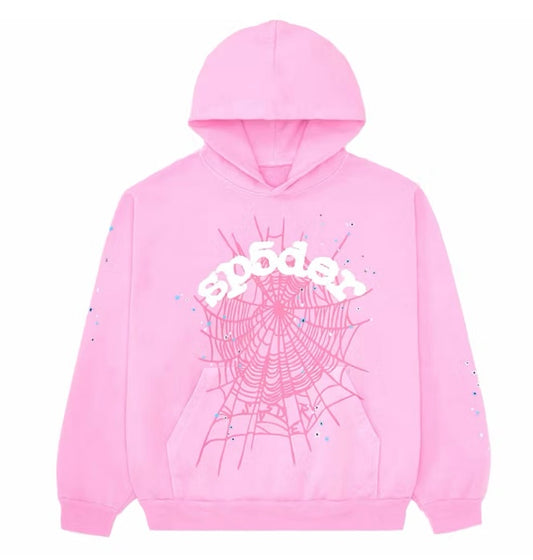 Sp5der Hoodie Light Pink White Logo