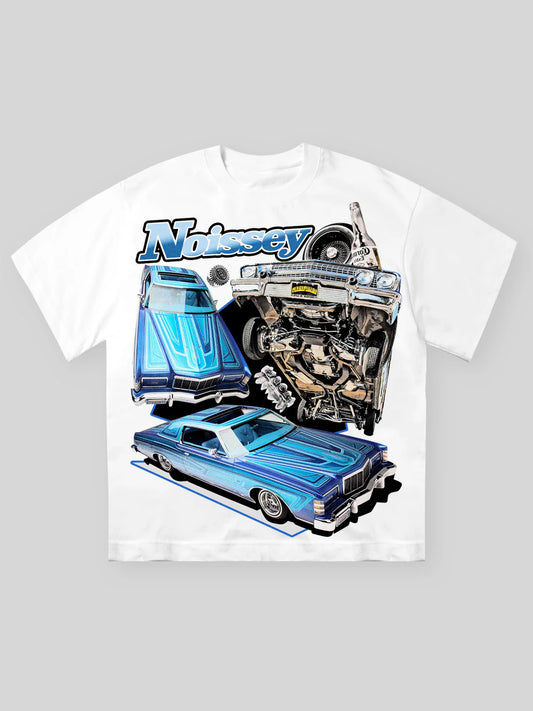 Blue Vintage Low rider Print T-shirt
